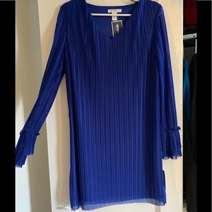 London Times pleated long sleeve dress